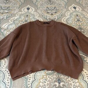 Elegant Cozy Brown Crew Neck Women's Sweater